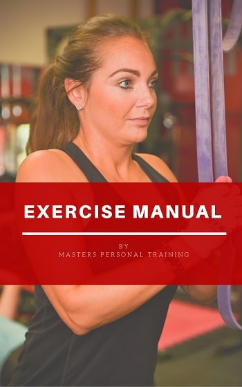 front cover of an exercise manual with a women pulling down on exercise bands