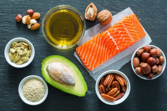 picture with healthy fats on the table