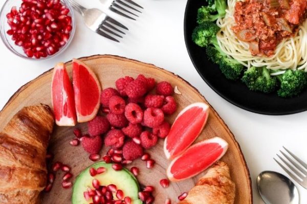 picture of healthy fruits, vegetables and even meal