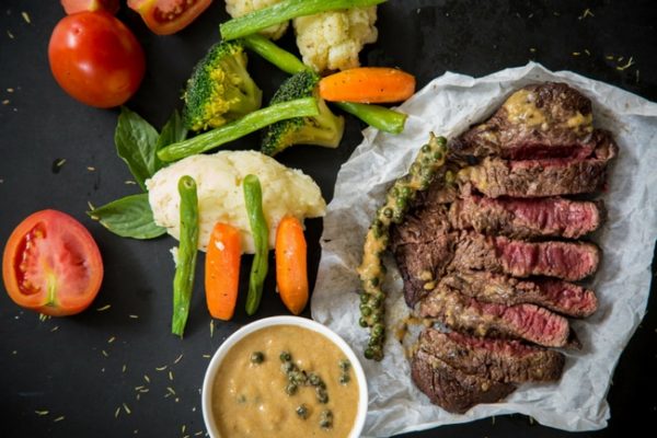 picture of a steak and vegetables evening meal to lose weight