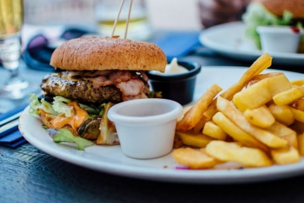 a cheat meal: burger and fries